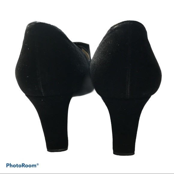 Yves Saint Laurent Vintage Buckle Shoes Black Suede Size 8.5 - Picture 6 of 8